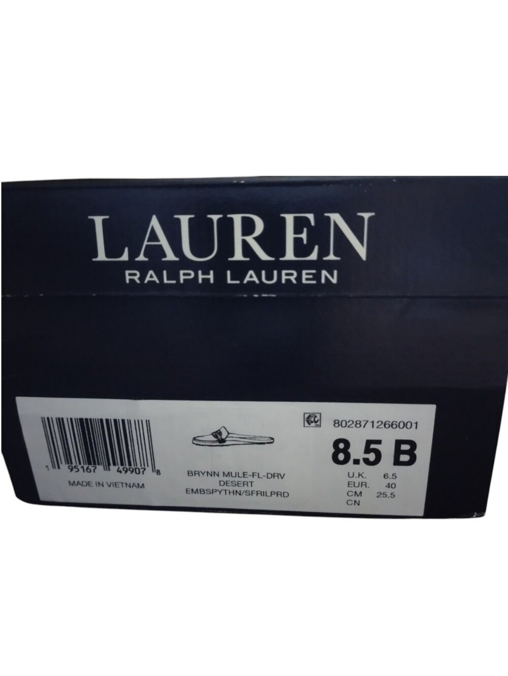 Ralph Lauren- Lauren Leopard/Snake Print Slip-On Leather Driving Mules - Picture 8 of 8